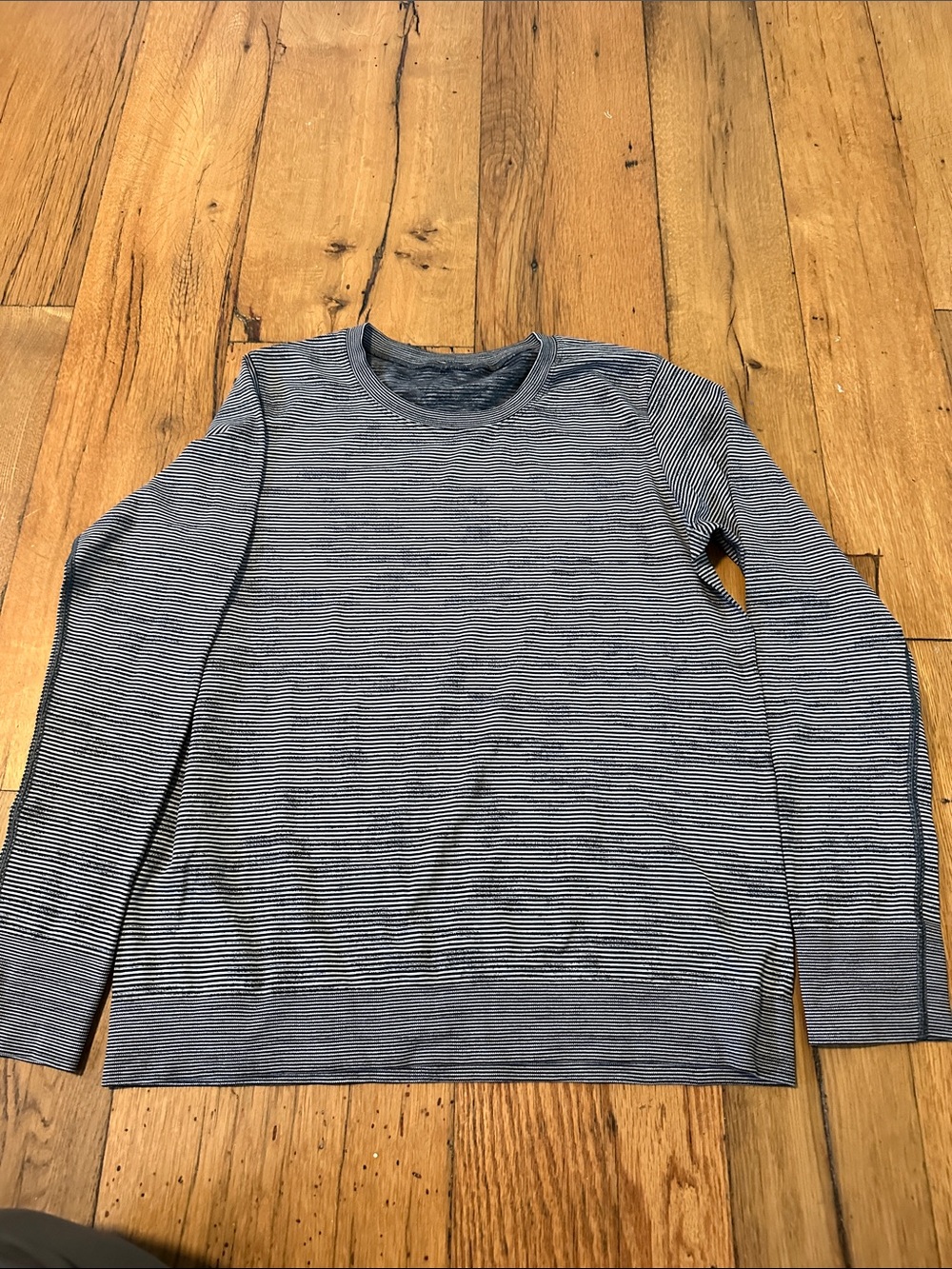 lululemon athletica Navy and White Striped Long-Sleeve Crew